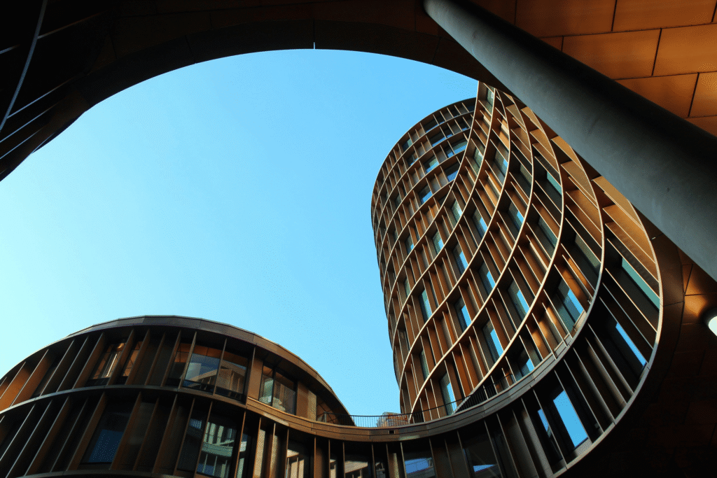brown buildings against blue sky