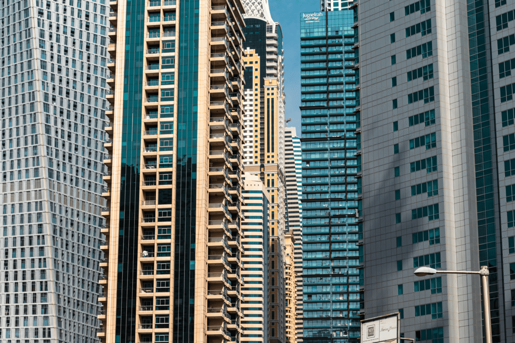brown buildings against blue sky